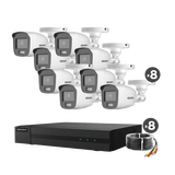 Kit TurboHD 1080p / DVR 8 Canales / 8 Cámaras Bala ColorVu con Microfono Integrado / Fuente de Poder / Accesorios de Instalación