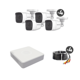 (MICRÓFONO Integrado) Kit TurboHD 1080p Lite / DVR 4 canales / Audio por Coaxitron / 4 Cámaras Bala de Metal con Micrófono Integrado