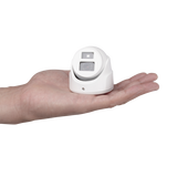 Ultra Mini Turret TURBO 2 Megapixel (1080p) / Gran Angular / Lente 2.8 mm / 20 mts IR EXIR / Exterior IP67 / 4 Tecnologías (TVI / AHD / CVBS) / dWDR / Color Blanco