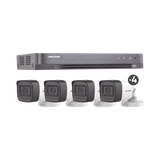 (MICRÓFONO INTEGRADO) KIT TURBOHD 5 Megapixel / DVR 4 Canales / 4 Cámaras Bala con Micrófono Integrado (exterior 2.8 mm) / Fuente de Poder / Accesorios de Instalación