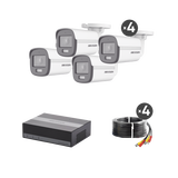 Kit TurboHD 1080p / DVR 4 Canales con Unidad de Almacenamiento eSSD de 300 GB / 4 Cámaras Bala ColorVu con Micrófono Integrado / Fuente de Poder / Accesorios de Instalación