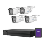 Kit TurboHD 1080p + SSD 1 TB / DVR 4 Canales / 4 Cámaras Bala ColorVu con Micrófono Integrado / Fuente de Poder / Accesorios de Instalación