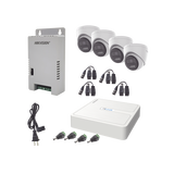Kit HiLook Audio Bidireccional TurboHD 1080p / DVR 4 Canales / 4 Cámaras Eyeball (Exterior) con Bocina y Microfóno Integrado / 1 Fuente de Poder / Accesorios
