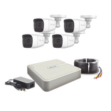 (MICRÓFONO Integrado) Kit TurboHD 1080p Lite / DVR 4 canales / Audio por Coaxitron / 4 Cámaras Bala de Policarbonato con Micrófono Integrado