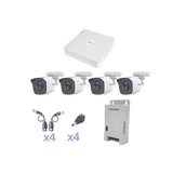 KIT TurboHD 1080 Lite / DVR 4 Canales / 4 Cámaras Bala (exterior 2.8 mm) / Transceptores / Conectores / Fuente de Poder Profesional