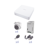 KIT TurboHD con Audio 1080p / DVR 4 Canales / 4 Cámaras Domo (exterior 2.8 mm) / Transceptores / Conectores / Fuente de Poder / AUDIO POR COAXITRON