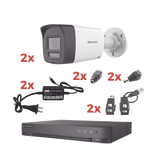 Kit Audio Bidireccional TurboHD 1080p / DVR 4 Canales / 2 Cámaras Bala (Exterior) con Bocina y Microfóno Integrado / 2 Fuentes de Poder / Accesorios