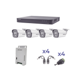 KIT COLORVU TURBOHD 1080p / DVR 4 Canales / 4 Cámaras Bala (exterior) lente 2.8mm / Fuente de poder profesional / Transceptores de video y Accesorios de corriente