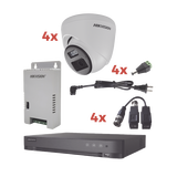 Kit Audio Bidireccional TurboHD 1080p / DVR 4 Canales / 4 Cámaras Eyeball (Exterior) con Bocina y Microfóno Integrado / 1 Fuente de Poder / Accesorios
