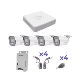 KIT COLORVU TURBOHD 1080p Lite / DVR 4 Canales / 4 Cámaras Bala (exterior 2.8 mm) / Transceptores / Conectores / Fuente de Poder Profesional