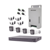 Kit Audio Bidireccional TurboHD 4K-3K / DVR 4 Canales 4K / 4 Cámaras Bala (Exterior) con Bocina y Microfóno Integrado 3K / 1 Fuentes de Poder / Accesorios