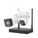 Kit IP Inalámbrico 4 Megapixel / NVS 4 Canales / 1 Cámara Bala Exterior + 1 Cámara Turret Interior con Lente 2.8 mm y Dual Light / Audio Bidireccional (Micrófono y Bocina) / Soporta Micro SD de 512 GB