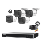 Kit TURBOHD 5 Megapixel / DVR 4 Canales / 4 Cámaras de 5 Megapixel con Micrófono Integrado / 4 Cables 18 Metros / Fuente de Poder Profesional