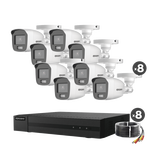 Kit TurboHD 1080p / DVR 8 Canales / 8 Cámaras Bala ColorVu con Microfono Integrado / Fuente de Poder / Accesorios de Instalación