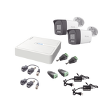 Kit HiLook Audio Bidireccional TurboHD 1080p / DVR 4 Canales / 2 Cámaras Bala (Exterior) con Bocina y Microfóno Integrado / 2 Fuentes de Poder / Accesorios