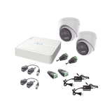 Kit HiLook Audio Bidireccional TurboHD 1080p / DVR 4 Canales / 2 Cámaras Turret (Exterior) con Bocina y Microfóno Integrado / 2 Fuentes de Poder / Accesorios