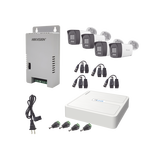 Kit HiLook Audio Bidireccional TurboHD 1080p / DVR 4 Canales / 4 Cámaras Bala (Exterior) con Bocina y Micrófono Integrado / 1 Fuente de Poder / Accesorios