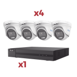[Kit] DVR 4 Canales TurboHD + 1 Canal IP / 2 Megapixel (1080pLite) / AcuSense Lite / Audio por coaxitron / 1 Bahia de disco duro / 4 Cámaras Metalicas / 2 Megapixel tipo turret / ColorVu Lite + Microfono Integrado