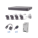 KIT TurboHD 1080p / DVR 4 Canales / 4 Cámaras Bala Metálicas (exterior 2.8 mm) / Transceptores / Conectores / Fuente de Poder Profesional