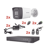 Kit Audio Bidireccional TurboHD 1080p / DVR 4 Canales / 2 Cámaras Bala (Exterior) con Bocina y Microfóno Integrado / 2 Fuentes de Poder / Accesorios