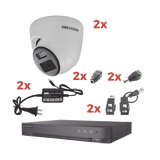 Kit Audio Bidireccional TurboHD 1080p / DVR 4 Canales / 2 Cámaras Eyeball (Exterior) con Bocina y Microfóno Integrado / 2 Fuentes de Poder / Accesorios