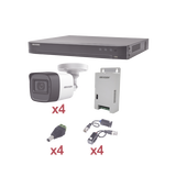 KIT TurboHD 1080p / DVR 4 Canales / 4 Cámaras Bala (exterior 2.8 mm) / Transceptores / Conectores / Fuente de Poder Profesional