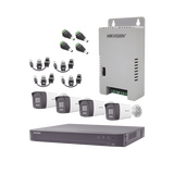 Kit Audio Bidireccional TurboHD 4K-3K / DVR 4 Canales 4K / 4 Cámaras Bala (Exterior) con Bocina y Microfóno Integrado 3K / 1 Fuentes de Poder / Accesorios