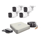 (MICRÓFONO Integrado) Kit TurboHD 1080p Lite / DVR 4 canales / Audio por Coaxitron / 4 Cámaras Bala de Policarbonato con Micrófono Integrado