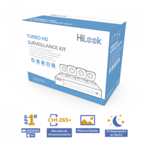 KIT TurboHD 1080p / DVR 8 canales con H.265+ / 4 Cámaras Bala Metálicas / Fuente de Poder / Accesorios de Instalación