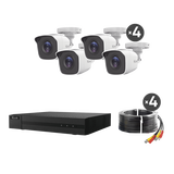 KIT TurboHD 1080p / DVR 8 canales con H.265+ / 4 Cámaras Bala Metálicas / Fuente de Poder / Accesorios de Instalación