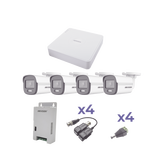 KIT COLORVU TURBOHD 1080p Lite / DVR 4 Canales / 4 Cámaras Bala (exterior 2.8 mm) / Transceptores / Conectores / Fuente de Poder Profesional