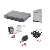 KIT TurboHD con Audio 1080p / DVR 8 Canales / 8 Cámaras Bala (exterior 2.8 mm) / Transceptores / Conectores / Fuente de Poder / AUDIO POR COAXITRON