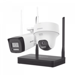 Kit IP Inalámbrico 4 Megapixel / NVS 4 Canales / 1 Cámara Bala Exterior + 1 Cámara Turret Interior con Lente 2.8 mm y Dual Light / Audio Bidireccional (Micrófono y Bocina) / Soporta Micro SD de 512 GB