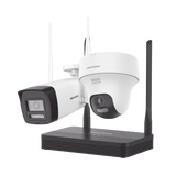 Kit IP Inalámbrico 4 Megapixel / NVS 4 Canales / 1 Cámara Bala Exterior + 1 Cámara Turret Interior con Lente 2.8 mm y Dual Light / Audio Bidireccional (Micrófono y Bocina) / Soporta Micro SD de 512 GB
