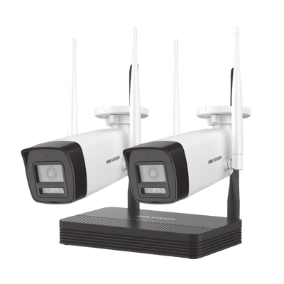 NKS424W0H-1 Kit IP Inalámbrico 4 Megapixel / NVS 4 Canales / 2 Cámaras Bala para Exterior con Lente 2.8 mm y Dual Light (30 mts IR + 30 mts Luz Blanca) / Audio Bidireccional (Micrófono y Bocina) / Soporta Micro SD de 512 GB — Cámaras Wi-Fi en Morelia | SolutionSiteMX