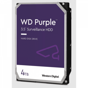 Disco Duro WD Purple Surveillance / 4TB / SATA 6Gb/s / 3.5″ / Tecnología AllFrame / 180TB año Workload / Soporte 64 Cámaras HD / 16 Bays / Componentes Anti-Corrosión / 3 Años Garantía