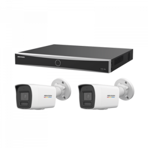 [ KIT ACUSEEK 2 CAM + 1 NVR ] / NVR 12 Megapixel / 8 Canales IP / 8 Puertos PoE / Cámara 4 MP / Tipo Bullet / Luz Dual 30 mts IR + 30 mts Luz blanca / Microfono Integrado / Exterior IP67 / WDR
