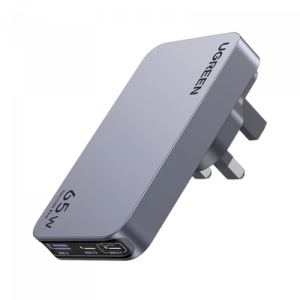 Cargador Rápido GaN 65W UGREEN / 2 Puertos USB-C + 1 Puerto USB-A / Tecnología GaN / Carga Rápida PPS PD 3.0 QC 4.0 / Compatibilidad Universal 100-240V / Diseño Compacto