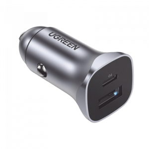 Cargador de Auto 24W | Puerto USB-A y USB-C | Carga Rápida | Compatible con Vehículos de 12 y 24 VCD | PD3.0 + QC3.0 | Indicador Led | Diseño Compacto | Chip Inteligente | Caja de Aluminio