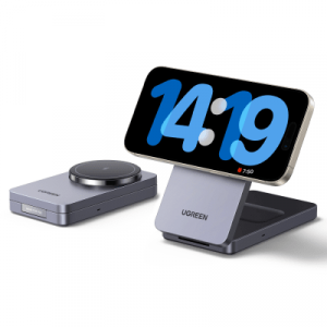 cargador inalámbrico 2 en 1 20w / tecnología qi2 15w certificada / carga simultánea iphone y airpods / Ángulo ajustable 70° / diseño plegable y portátil / compatibilidad universal