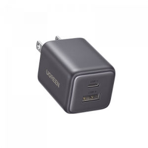 Cargador rápido GaN 1A1C de 20 W y 2 puertos