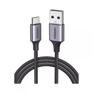 Cable USB-A a USB-C | 2 Metros (6.56 Pies) | Transferencia de Datos de 480 Mbps | Carga Rápida | QC 4.0/3.0/2.0 | FPC | AFC | Protección Integrada | Caja de Aluminio | Nylon Trenzado | Color Negro