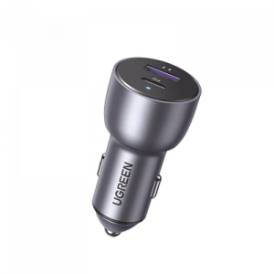 Cargador de Auto 52.5W | Puerto USB-A y USB-C | Carga Rápida | Compatible con Vehículos de 12 y 24 VCD | PD3.0 + QC3.0 | Chip Inteligente | Diseño Compacto Mayor Eficiencia Energética | Caja de Aluminio