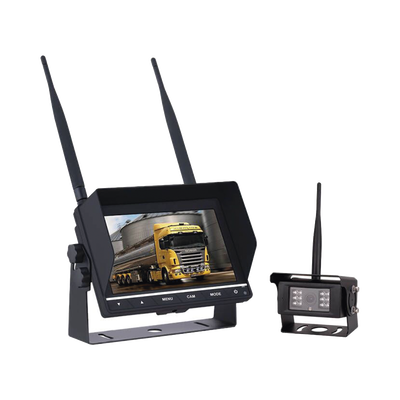 sistema profesional inalámbrico de cámara de reversa infrarroja y monitor de 7" para vehículos de trabajo y montacargas sistema profesional inalámbrico de cámara de reversa infrarroja y monitor de 7" para vehículos de trabajo y montacargas