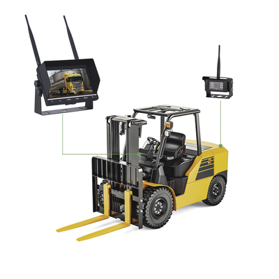 sistema profesional inalámbrico de cámara de reversa infrarroja y monitor de 7" para vehículos de trabajo y montacargas sistema profesional inalámbrico de cámara de reversa infrarroja y monitor de 7" para vehículos de trabajo y montacargas