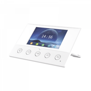 Monitor IP/SIP para interior, Wi-Fi, pantalla a color de 4.3″, audio de 2 vías, PoE, 8 interfaces de entrada de alarma.
