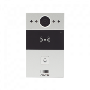 Videoportero de 1 Botón / Lector de Tarjetas MIFARE y PROX EM / Notificación a APP / 100% en la Nube / Notificación por Llamada Telefónica / SIP / ONVIF / IP65 / Cámara 2MP / Panel de Aluminio / Control de 2 Puertas