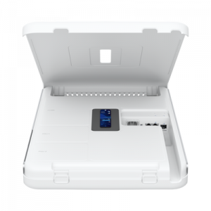 dream wall cloud gateway 10g diseñado para montaje en pared con wifi 6 integrado, switch poe de alta potencia y compatibilidad total con aplicaciones unifi