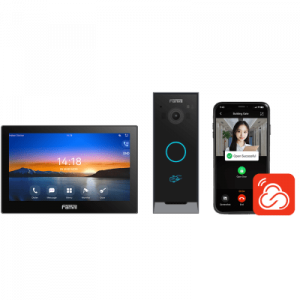 kit videoportero ip / estación interior i504w + frente de calle i60 / pantalla táctil 7" hd / videollamadas h.264/h.265 / wi fi dual band / poe / app fanvil link / onvif / 10,000 tarjetas rfid