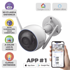 bala wifi / 3 megapixel (2k) / detección humana / detección de vehiculo / alertas de voz personalizables / sirena / luz parpadeante / colores en oscuridad / micro sd / uso en exterior